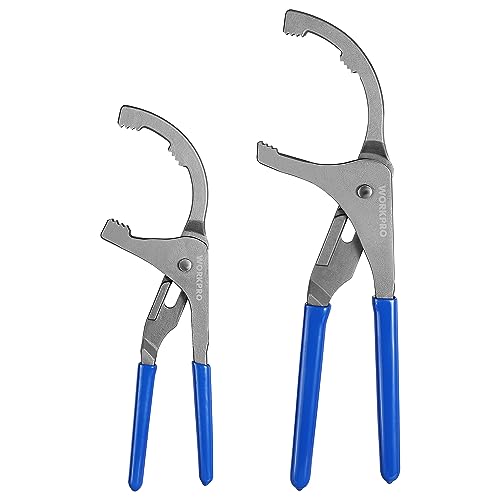 WORKPRO Oil Filter Wrench Set, 9" & 12" Adjustable Oil Filter Removal Pliers Tools, Ideal for Engine Filters, Cars, and Trucks, 2-piece - size: 9" & 12"