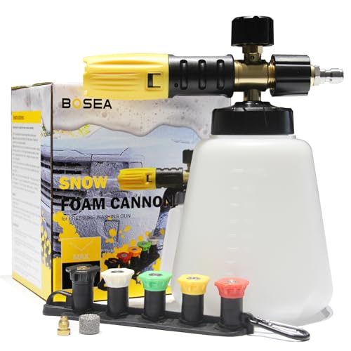 Foam Cannon with Pressure Washer Tips and Nozzle Holder, 4000PSI Car Soap Dispenser for Pressure Washer with M22 and 1/4" Quick Connector,1L Bottle - size: Foam Canon with 5 Nozzles