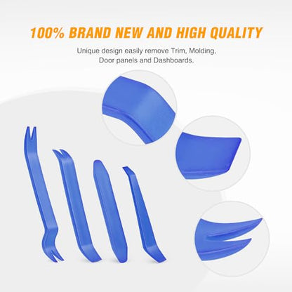 GOOACC Auto Trim Removal Tool Kit No-Scratch Tool Kit for Car Audio Dash Window Molding-4PCS (Blue) - color: Blue, size: 4PCS Trim Removal Tool