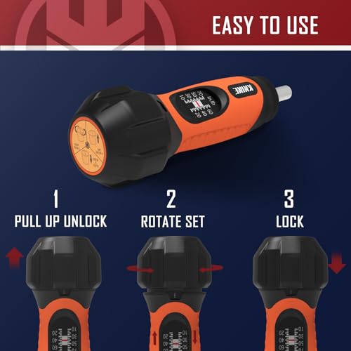 KNINE OUTDOORS Torque Screwdriver Wrench Driver Set 10-70 Inch Pounds lbs for Maintenance, 21 Hex Bits, Shaft Extension, For Tools, Bike Repairing and Mounting, Orange