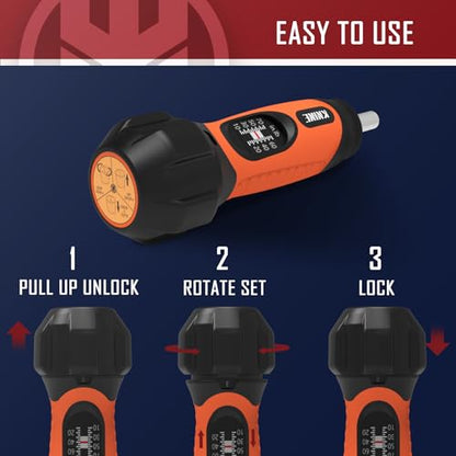 KNINE OUTDOORS Torque Screwdriver Wrench Driver Set 10-70 Inch Pounds lbs for Maintenance, 21 Hex Bits, Shaft Extension, For Tools, Bike Repairing and Mounting, Orange