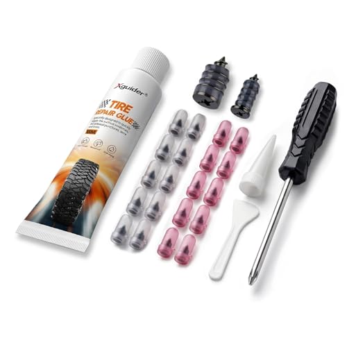 Tire Repair Glue Kit 100ml + 20pcs 2-Size Rubber Nail Plug, Fast Drying Waterproof Black Rubber Cement, Heavy Duty Emergency Tire Repair for Car Motorcycle SUV Truck ATV Tractor - style: 100mlx1 + 20 nails
