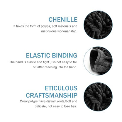 2 PCS Car Wash Mitt, Microfiber Chenille Double Sided Car Wash Gloves, Scratch-Free & Lint-Free Elastic Cuff Cleaning Gloves Kits, Clean Accessories for Cars Trucks and Household (Black)