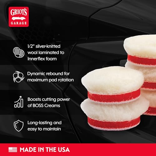 Griot's Garage BOSS Knitted Wool Pads for Car Detailing, Polishing and Paint Correction, Buffing Pads Compatible with BOSS Creams, 1”, Set of 6 - size: 1 Inch Pads (Set of 6)
