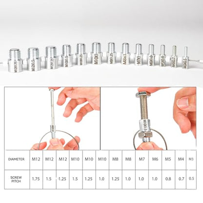 Nut and Bolt Thread Checker 28 Male/Female Thread Gauges (15 SAE/Inch & 13 Metric) Nut and Bolt Thread Size Checker Thread Identifier Gauges for Quickly Identify and Verify - size: 28 Gauges - 15 Inch & 13 Metric