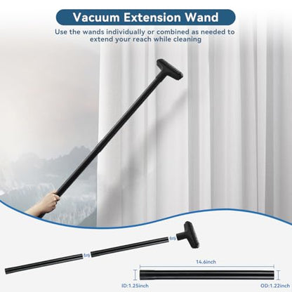 Universal Vacuum Attachments for Shop Vac, 2 1/2" to 1 1/4" Vacuum Hose Adapter, 1 7/8" to 1" Adapter Dust Brush Extension Wand Flexible Crevice Tool Attachment Kits for Shop Vac Accessories