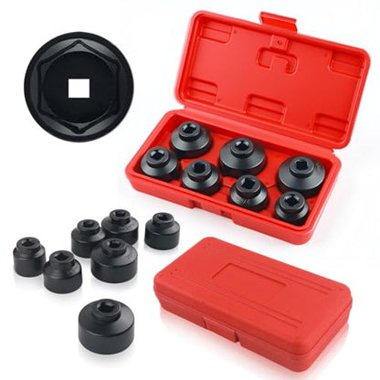 7PCS Oil Filter Sockets with 3/8" Drive,Gear wrench Oil Filter Socket Set Includes 38mm/36mm/32mm/30mm/29mm/27mm/24mm,Car Accessories Compatible with BMW/Ford/GMC/Chevrolet