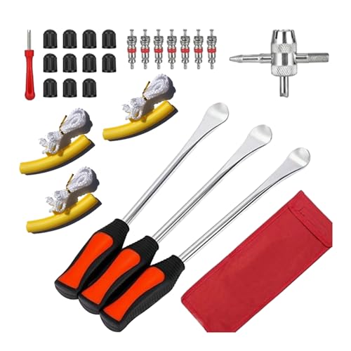 Tire Levers Spoon Set, Heavy Duty Motorcycle Bike Car Tire Irons Tool Kit, Changing Spoon Rim Protector Repair Tools Kit - color: Yellow, size: G