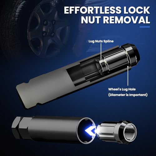 10PCS Spline Lug Nut Socket Set, Wheel Lock Removal Kit & Master Key for 5/6/7/12 Spline Locking Nuts with SAE 19mm Hex Deep Socket, Cr-Mo Steel - size: 10PCS Spline Lug Nut Socket Set
