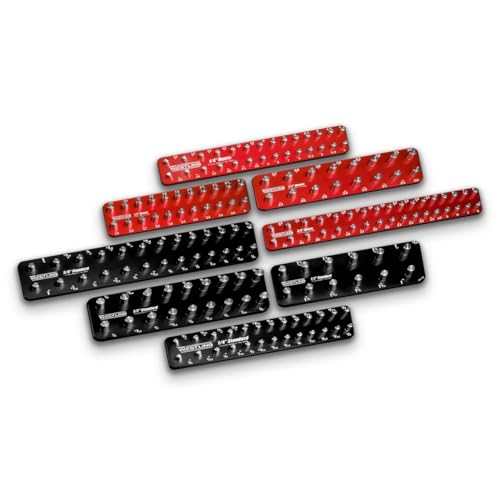 Westling USA Premium Aluminum Starter 8 Piece Socket Tray/Organizer Set, Holds 152 Standard and Metric Sockets (Black/Red, 2 Row) - color: Black/Red, size: 2 Row