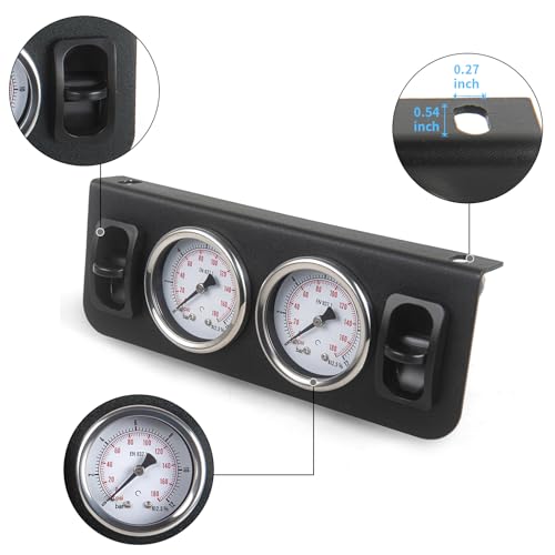 Air Gauge Control Kit in-Cab Dual Panel Paddle Valve Switch with Quick Connect Fitting for Air Bag Suspension System 0-180psi - color: Dual dial