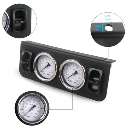Air Gauge Control Kit in-Cab Dual Panel Paddle Valve Switch with Quick Connect Fitting for Air Bag Suspension System 0-180psi - color: Dual dial