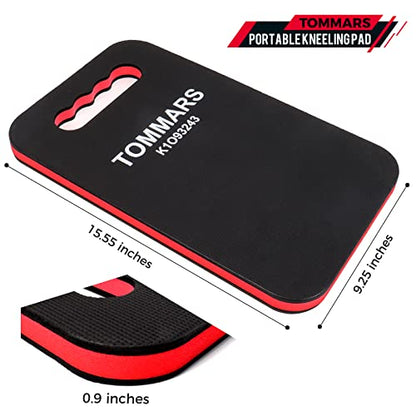 TOMMARS 0.9 Inch Thick Mechanic Kneeling Pad, 15.55 x 9.25 Inches | High-Density PE Foam Knee Cushion with Double-Sided Nonslip Surface and Carry Handle for Gardening, Yard Work and Repairs - size: 9.25in Length-Unfodable
