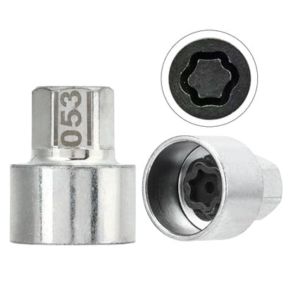 5 Pcs Anti Theft Lugnut Socket, Metal Wheel Lock Key Lug Nut Wheel Lock Key Removal Kit for 1 3 5 6 7Series X4 X5 X6 Z4 (053) - size: 053