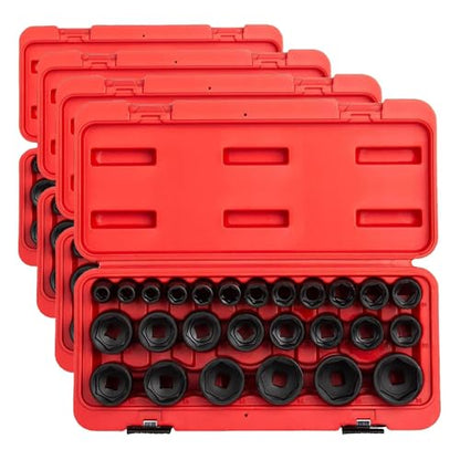 Sunex 2645, 1/2 Inch Drive Impact Socket Set, 26-Piece, Metric, 10mm-36mm, Cr-Mo Alloy Steel, Radius Corner Design, Heavy Duty Storage Case (Pack of 4) - size: 4 Pack