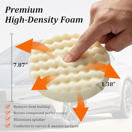 3-in-1 Polishing Pads 8 inch for 7" Backing Plates | Replace for 5275 5723 5733, Foam Buffing Pads, Car Cutting Sponge, Waxing Buffing Pads