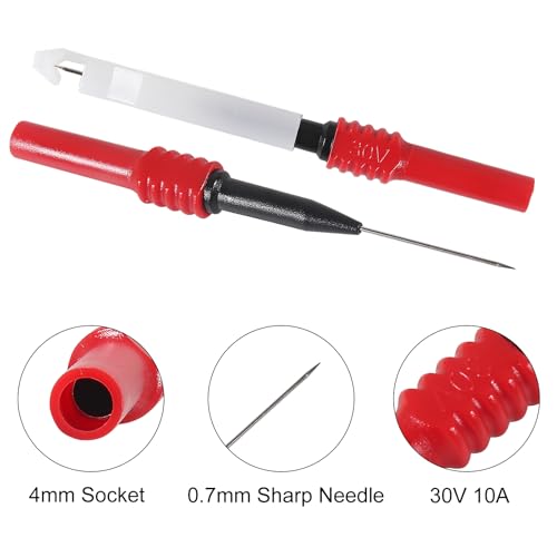 8pcs Wire Piercing Probe Kit, 0.7mm Piercing Clip Test Probe Pins, Non-Destructive Insulation Wire Piercing Needle for Banana Socket Plug Car Tester