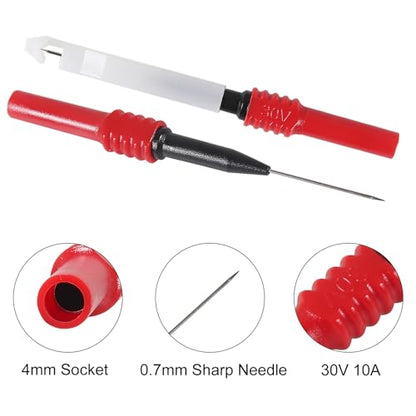 8pcs Wire Piercing Probe Kit, 0.7mm Piercing Clip Test Probe Pins, Non-Destructive Insulation Wire Piercing Needle for Banana Socket Plug Car Tester