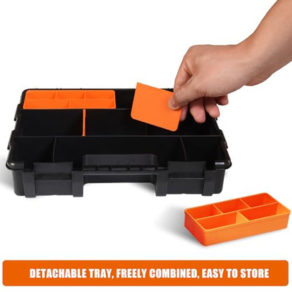 Torin AG421B Hardware & Parts Organizers: 4 Piece Versatile And Durable Storage Toolbox for Bolts, Screws, Nails, Nuts and Small Hardware, Black/Orange - style: 4 Piece Plastic Storage toolbox