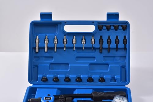 Rivet Nut Tool Set, 13” Rivnut Tool Kit with 11 Metric and SAE Mandrels, 150Pcs Rivet nut Assortment Kit, and Rugged Carrying Case - size: 13" Hand Riveter + 150pcs Metirc & SAE Assortment