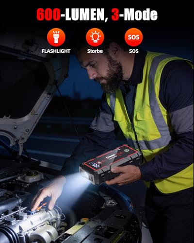 Jump Starter, Car Battery Jumper Starter Portable, Jump Box Battery Booster with 3 Modes Flashlight, Jumper Cables with Gloves - color: 6500A+EVAbag Jumper Cables