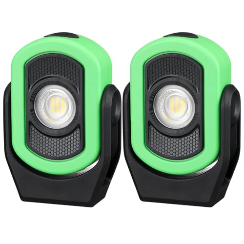 Retisee 2 Pack 780 Lumens Magnetic Work Light USB Rechargeable LED Flashlight Portable Mechanic Light for Car Repair Emergency Lighting Mechanics Workshop Inspection(Green-2pk) - color: Green-2PK, size: 780 Lumens