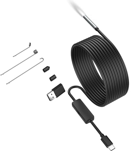 5.5 mm Borescope Inspection Snake Camera Waterproof,USB C Endoscope for Phone, Computer, 16.4 Ft Semi-Rigid Cord with 6 LED Lights, Compatible with Windows
