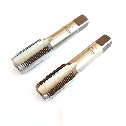AtticZone M18 x 1.5 Metric Hand Thread Tap, Right Hand, Alloy Tool Steel, 1 Taper Tap, 1 Plug Tap for Metal Working DIY Industrial - size: M18x1.5