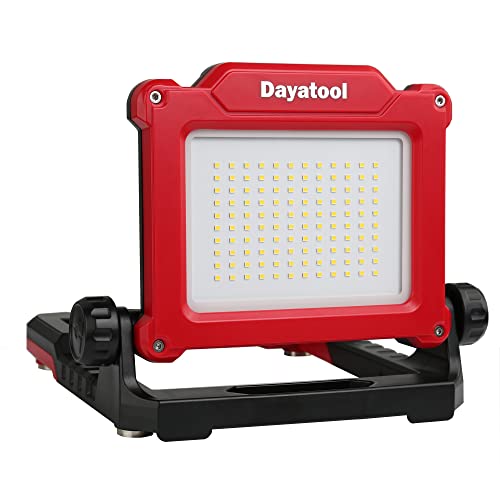4000Lumens Work Flood Light Cordless Rechargeable Portable Led Work Lights for Automotive, Compatible for Milwaukee 18v m18, Dewalt 20v Lithium Tool Battery and Makita Battery,Red - style: Cordless Version-4K LM-Red