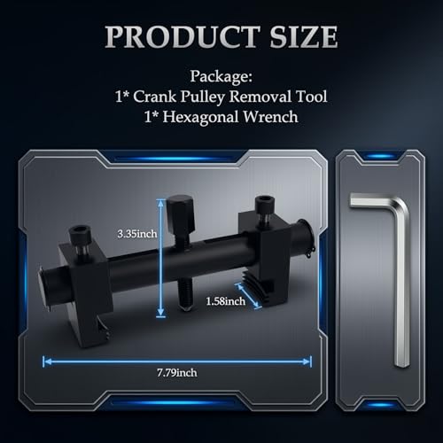 Pulley Puller Tool with 17mm Hex Wrench,Heavy Duty Crankshaft Pulley Removal Tool for 40-160mm Pulleys,Professional Crank Pulleys Removal Tools for Crankshafts & Water Pumps