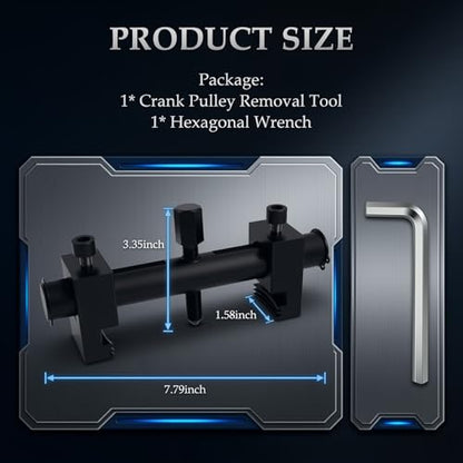 Pulley Puller Tool with 17mm Hex Wrench,Heavy Duty Crankshaft Pulley Removal Tool for 40-160mm Pulleys,Professional Crank Pulleys Removal Tools for Crankshafts & Water Pumps