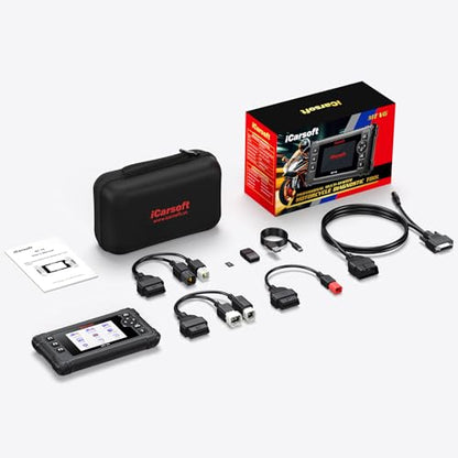 Motorcycle Bidirectional Diagnostic Scan Tool for Kawasaki, iCarsoft MT V6 All System Motor OBD2 Scanner- All Actuation Tests, Special Functions, Battery Test, Also for Car OBD2 Diagnose-Upgraded Ver
