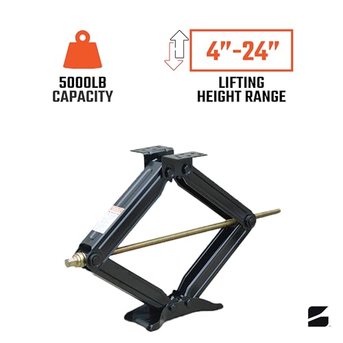 Bastion Distribution One New 24" Scissor Jack with Crank Handle | 5000lbs Capacity | Adjustable 4-24” Height | Spray-Tested Powder Coated | BJ-5000MSJ24 - size: 24" (One Pack)