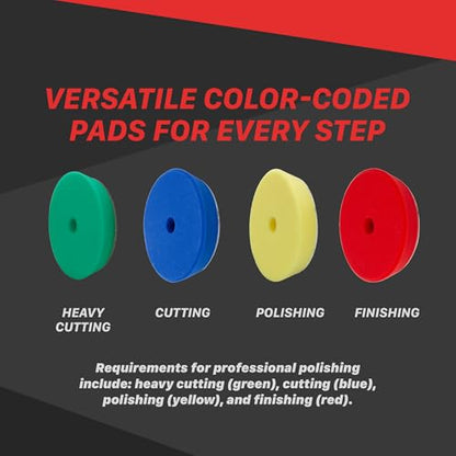 Maxshine 5” Universal High Pro Finishing Foam Pad – Compatible with DA & Rotary Polishers – Professional Detailing Pad for High-Gloss Finishing – Washable & Reusable – Hook & Loop Backing - size: 5", style: Finishing