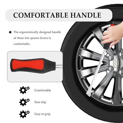 carleef Tire Spoons Lever Tool Set,Tire Changing Tools Include 3PCS Tire Spoons + 2PCS Rim Protectors,Universal Tire Changing Kit Automotive Tools for Motorcycle,Dirt Bike,Lawn Mower