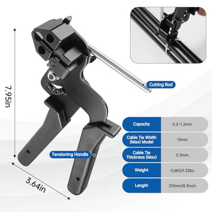 Stainless Steel Cable Tie Gun Kit, 300PCS 11.8 Inch Metal Zip Ties Heavy Duty with Cutting Tool, Self Locking Cable Tie Set for Fence, Exhaust, Pipe, Automotive & Outdoor Bundling Repair