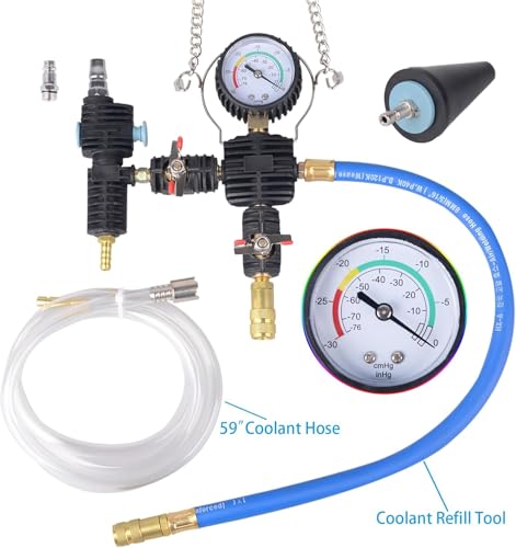 DAYUAN 28Pcs Universal Radiator Pressure Tester Kit, Coolant Vacuum Refill | Coolant Pressure Tester Set for Cooling System, 0-35 PSI Pressure Testing，Vacuum Purge & Refill, Fits Most Vehicles，Blue Case - color: Blue