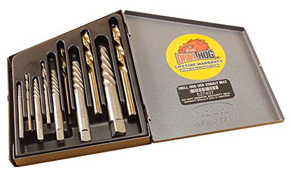 Drill Hog 10 Pc Spiral Screw Extractor Left Handed Cobalt Drill Bit Set