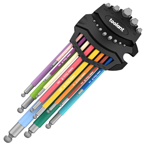 Sae Allen Wrenches Sets 13pcs, Extra Long Arm Allen Key Set with Ball End, Crafted Hex Key Set with Color Coded Sleeves, Unique Patented Holder Design for Magnetizing and Demagnetizing - size: 13pcs(SAE)