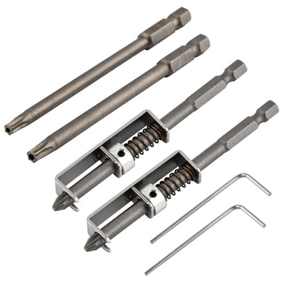 2Pcs Spring-loaded Screw Holder Bit, Anti-drop Screwdriver Bit, Bit Holder Universal Screw Retaining Tool for Electricians, Mechanics, DIY Home Repair(COLOR:silver)