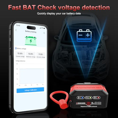 KONNWEI KW906 Red OBD2 Scanner Bluetooth (Red) - color: Red