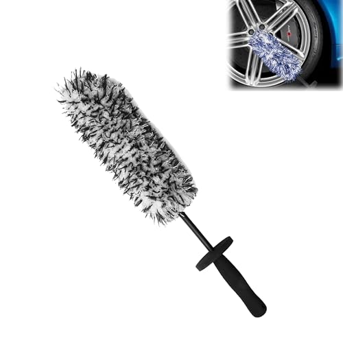 Wheel Barrel Brush, 2026 New Car Wheel Cleaner Brushs Long Handle Microfiber Wheel, Non Scratch Car Detailing Brush for Rim Cleaning and Car Detailing (1Pcs Black) - color: 1Pcs Black