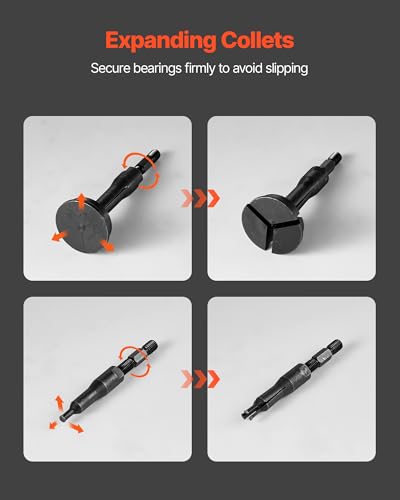 VEVOR Blind Hole Bearing Puller Set, 16-in-1 Inner Bearing Race and Seal Extractor Kit, 16 PCS Slide Hammer Pilot Insert Inner Internal Bearing Removal Tool Set with 10 Split Collets and Counterstay - color: Silver + Black