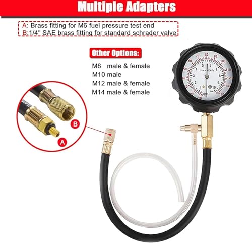 Oil Pressure Tester Kit - 0-140 PSI Injector Compression Gauge, Diagnostic Tester with Carrying Case, Automotive Diagnostic Tool, Truck Engine Manometer for Motorcycle Marine Garage Mechanics