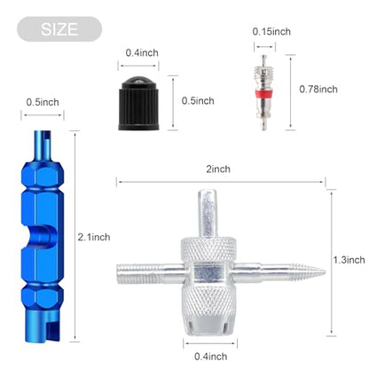 Valve Stem Removal Tool - 20Pcs Valve Cores, 10Pcs Tire Valve Caps, 4-Way Valve Tool, Valve Core Remover Tool By ZHSMS(35 PCS)