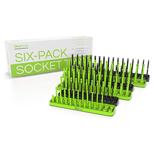 Olsa Tools SAE (Green) & Metric (Black) Socket Storage Trays - 6 Piece Set | 1/4-Inch, 3/8-Inch, 1/2-Inch Drive - Professional Quality Tool Organizer - Professional Grade - Part: 1055