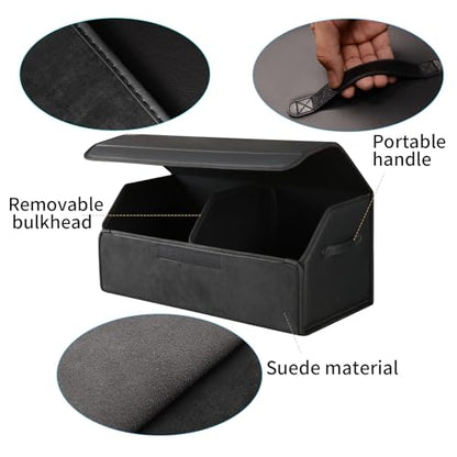car organizers and storage for SUV,trunk organizer for sedan, leather foldable sleek box with lid,collapsible cargo bins, tool accessories containers,Collapsible Suede velvet (22 inch Covered) - size: 22 inch Covered