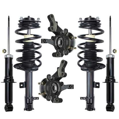 Detroit Axle - Front Steering Knuckles and Wheel Hub Bearings Struts w/Coil Spring Rear Shock Absorbers Replacement for Rear Drum 2007-2012 Dodge Caliber - size: 6AQU47791/ strut shock sway kit