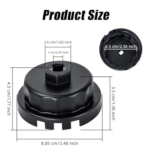 64mm 14 Flutes/4 Slots Oil Filter Wrench, Heavy Duty Cap Style Oil Filter Removal Tool Socket Compatible with Lexus Toyota Tundra RAV4 4Runner Camry with 2.5L to 5.7L Engines