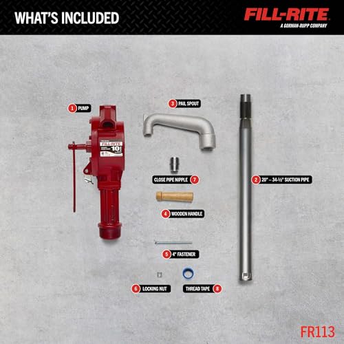Fill-Rite FR113 Fuel Transfer Rotary Hand Pump w/Pail Spout & Suction Pipe - style: Rotary Pump w/Pail Spout